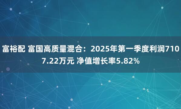 富裕配 富国高质量混合：2025年第一季度利润7107.22万元 净值增长率5.82%