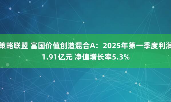 策略联盟 富国价值创造混合A：2025年第一季度利润1.91亿元 净值增长率5.3%