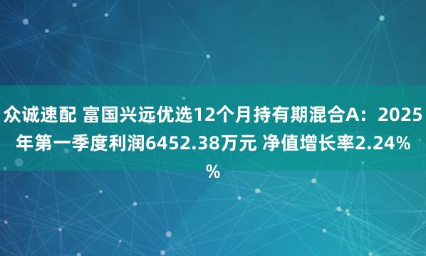 众诚速配 富国兴远优选12个月持有期混合A：2025年第一季度利润6452.38万元 净值增长率2.24%