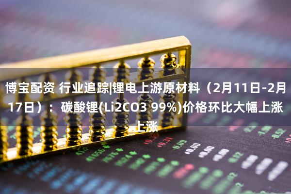 博宝配资 行业追踪|锂电上游原材料（2月11日-2月17日）：碳酸锂(Li2CO3 99%)价格环比大幅上涨